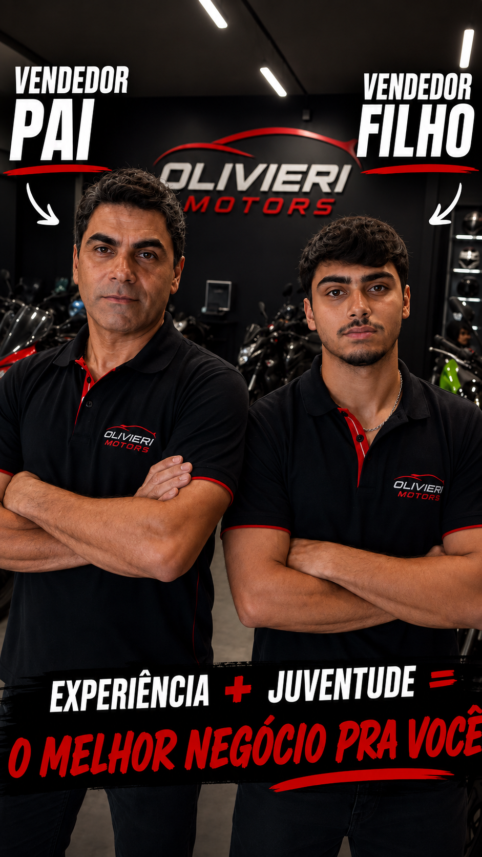 Pai e filho, vendedores da Olivieri Motors
